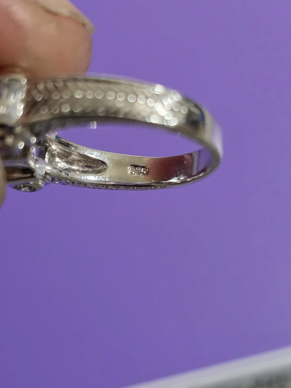 Heavy 925 Sterling Silver Princess Cut CZ Statement Ring Size 7 - 6.66g